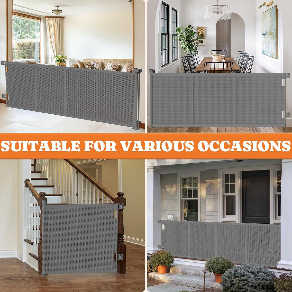 Retractable Baby Gates Extra Wide, 41" Tall Extends up to 71" Wide