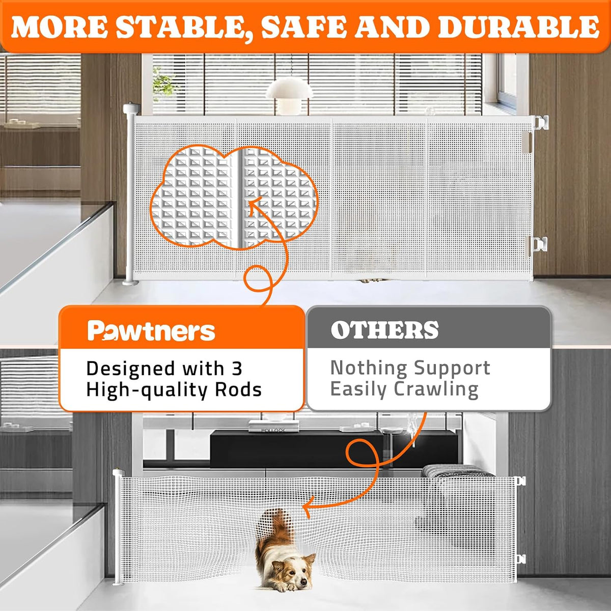 Retractable Baby Gates Extra Wide, 41" Tall Extends up to 71" Wide