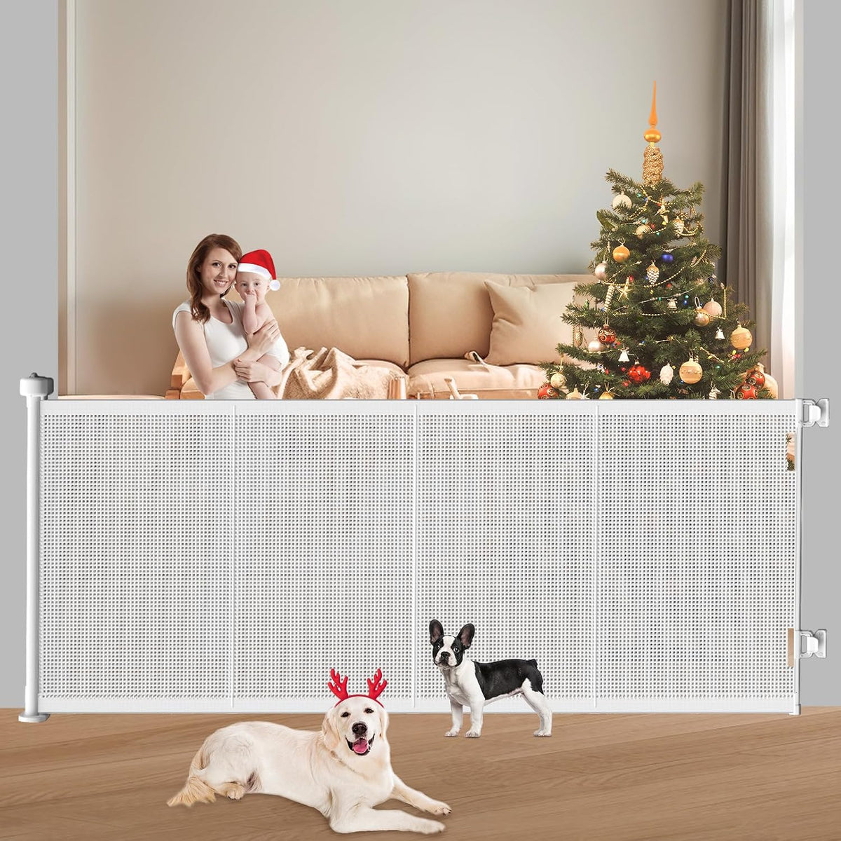 Retractable Baby Gates Extra Wide, 41" Tall Extends up to 71" Wide