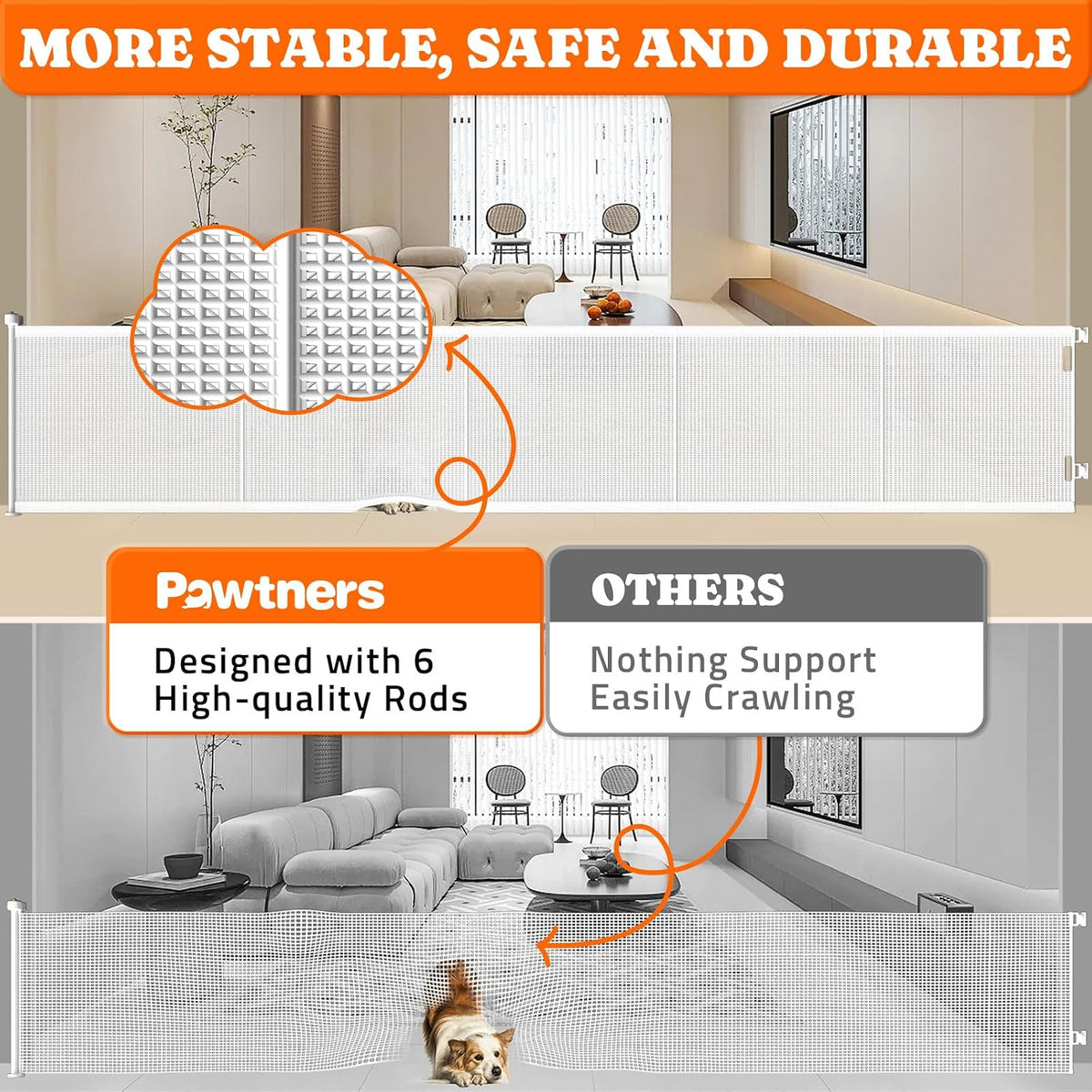 Retractable Baby Gates Extra Wide, 41" Tall Extends up to 71" Wide