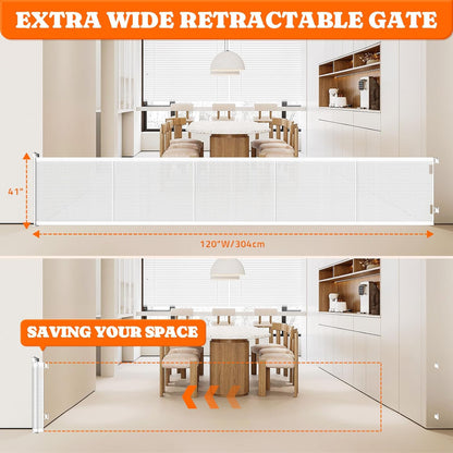 Retractable Baby Gates Extra Wide, 41" Tall Extends up to 71" Wide