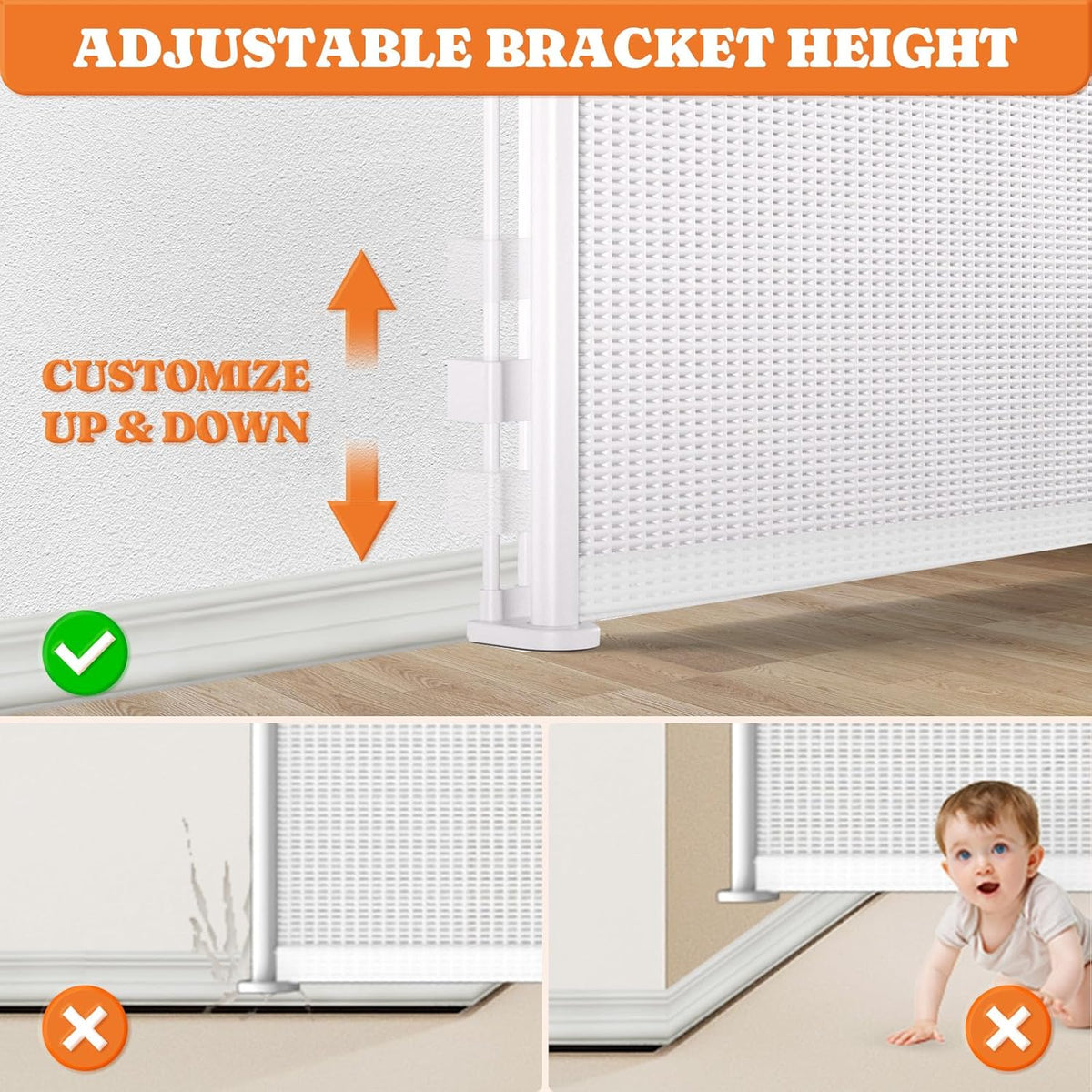 Retractable Baby Gates Extra Wide, 41" Tall Extends up to 71" Wide