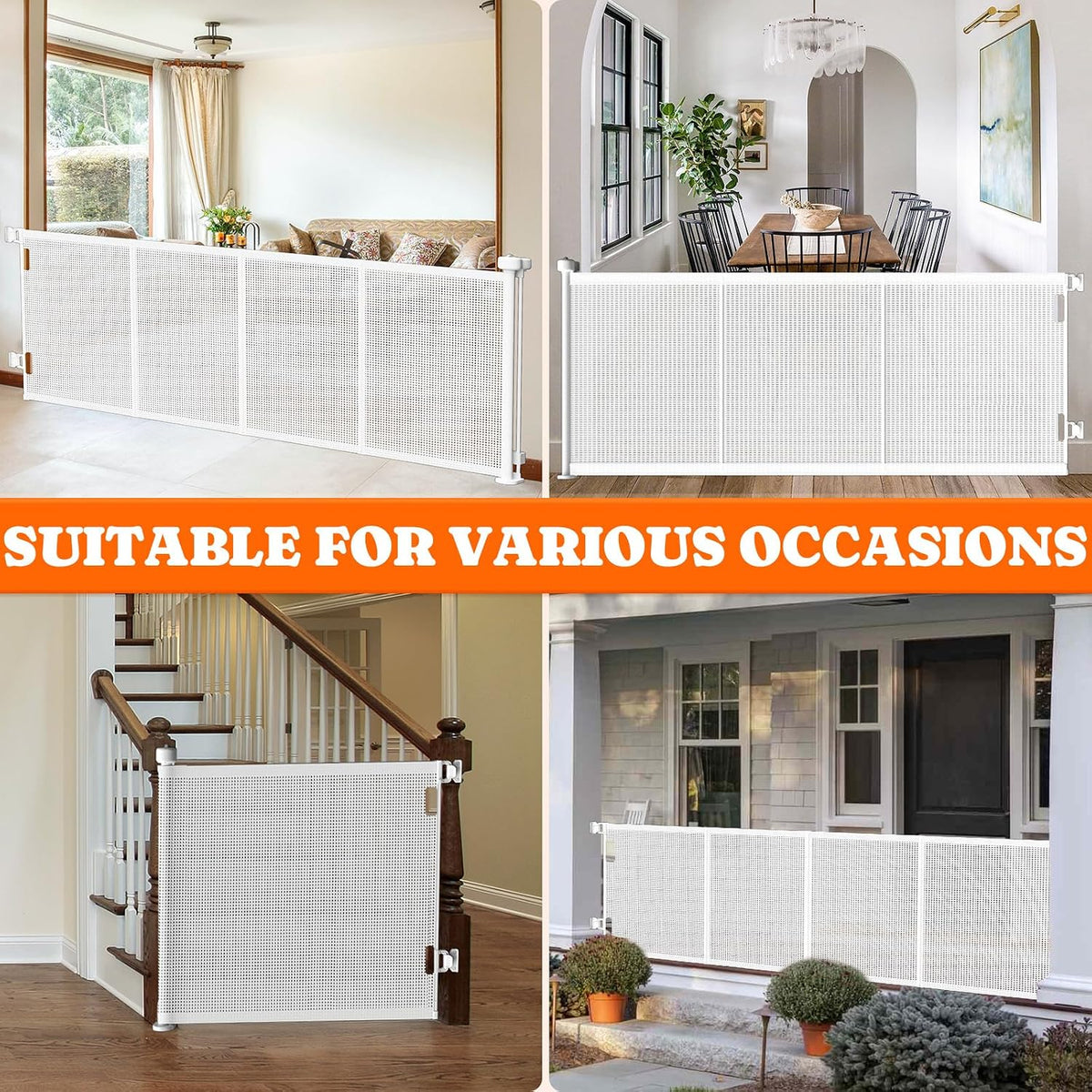 Retractable Baby Gates Extra Wide, 41" Tall Extends up to 71" Wide
