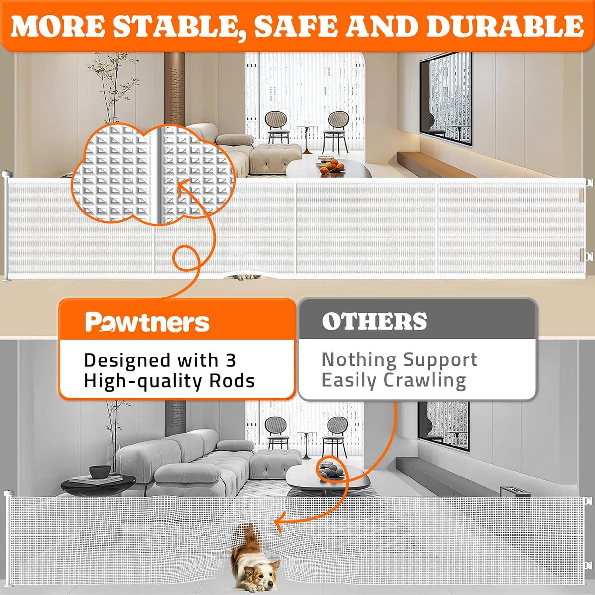 Retractable Baby Gates Extra Wide, 41" Tall Extends up to 71" Wide
