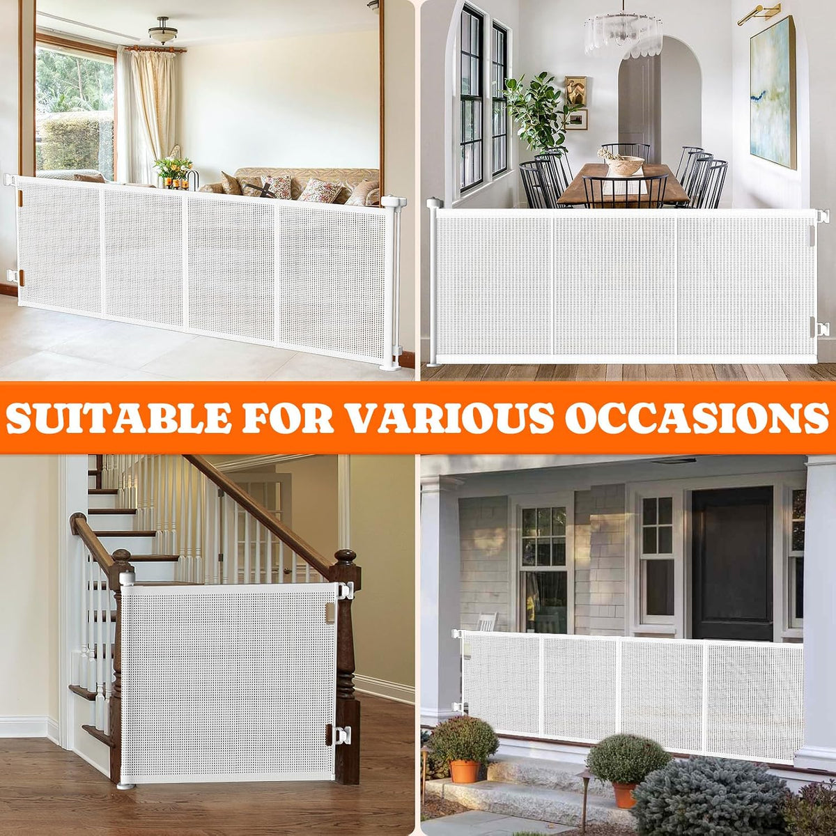 Retractable Baby Gates Extra Wide, 41" Tall Extends up to 71" Wide