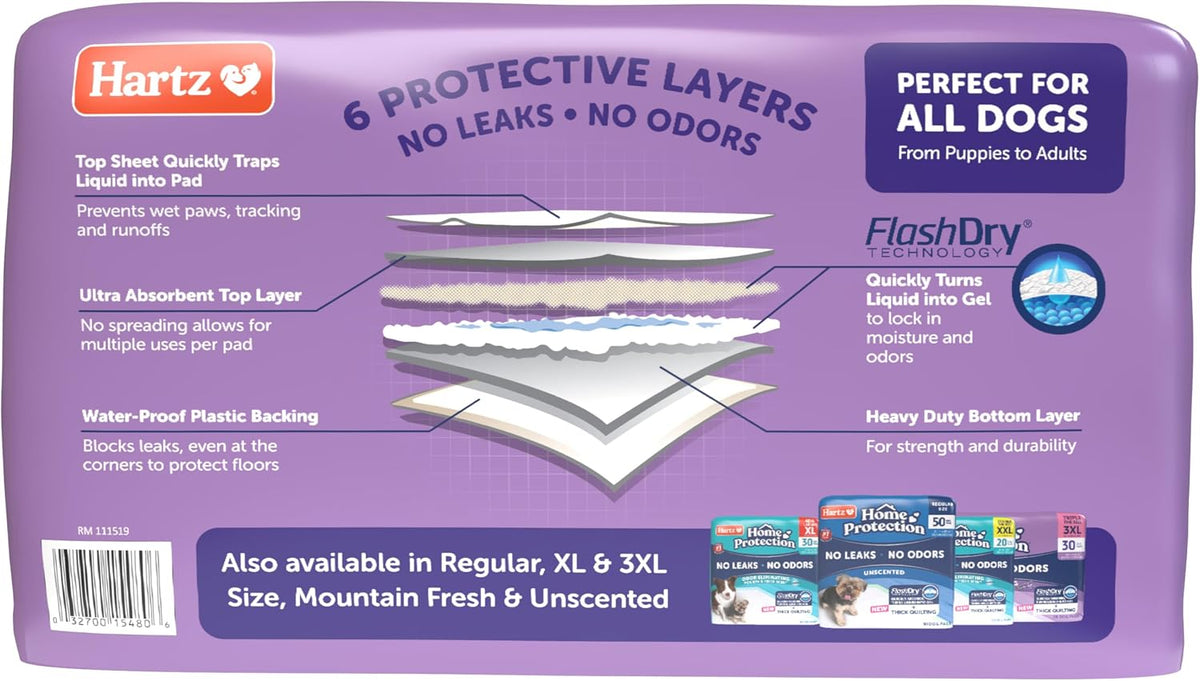 Home Protection Super Absorbent Odor Eliminating Mountain Fresh Scented No Leak Dog Pads, XXL