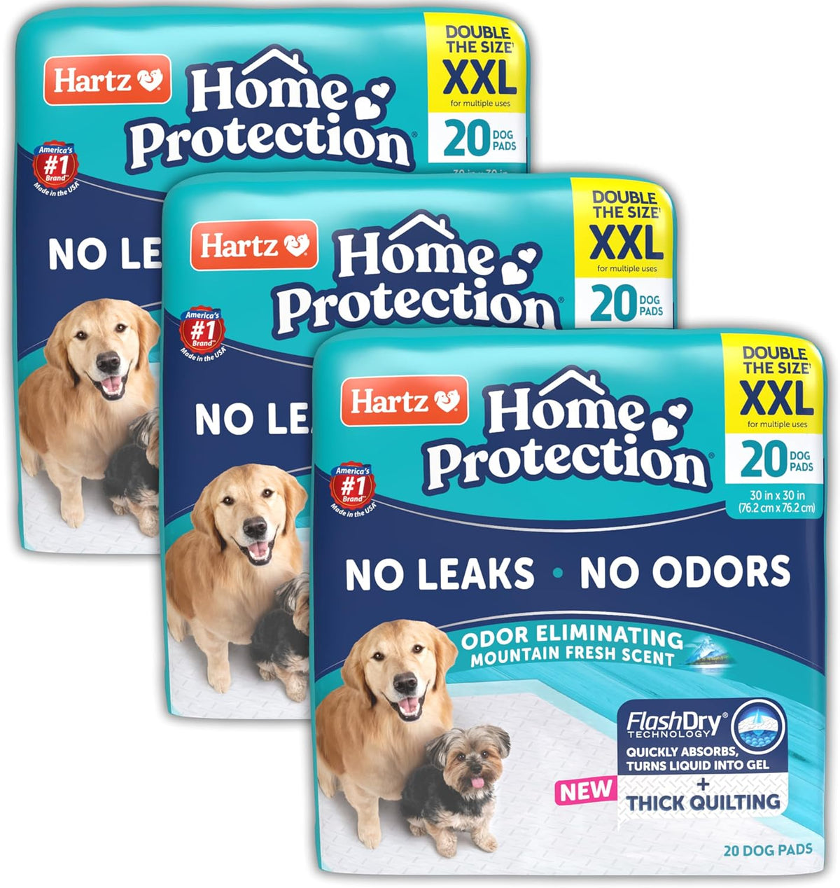 Home Protection Super Absorbent Odor Eliminating Mountain Fresh Scented No Leak Dog Pads, XXL