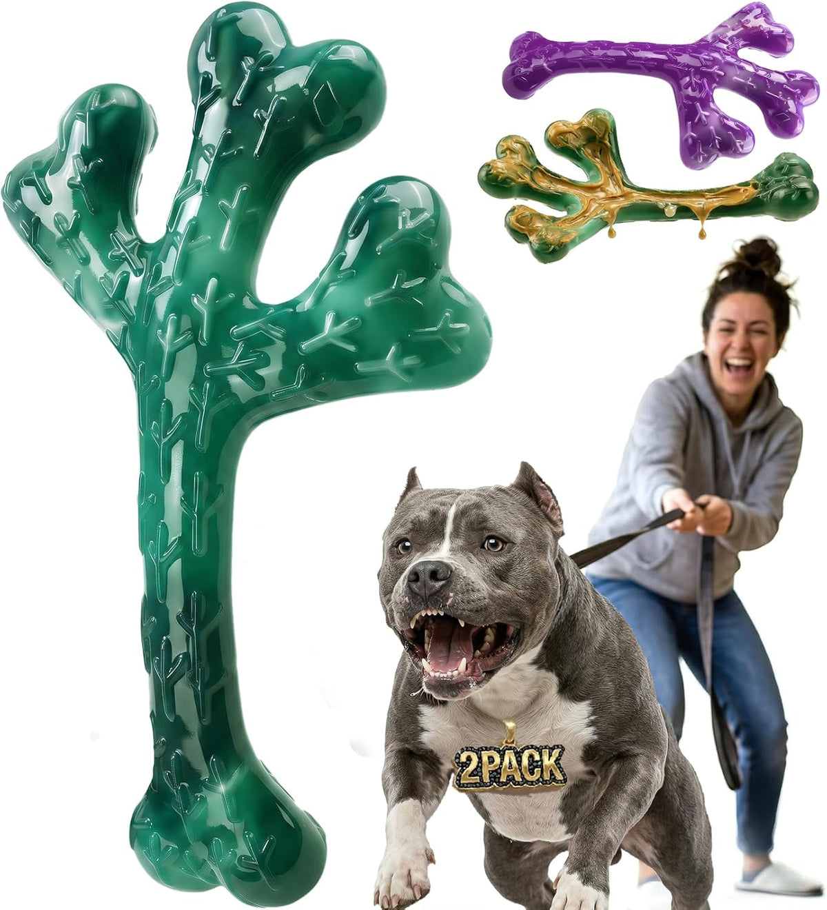 Tough Dog Toys for Aggressive Chewers 3 Pack, Indestructible Dog Toys for Large Dogs, Dog Chew Toys, Aggressive Chew Toys to Keep Them Busy, Dog Toy for 30-75lbs Medium/Large Breeds