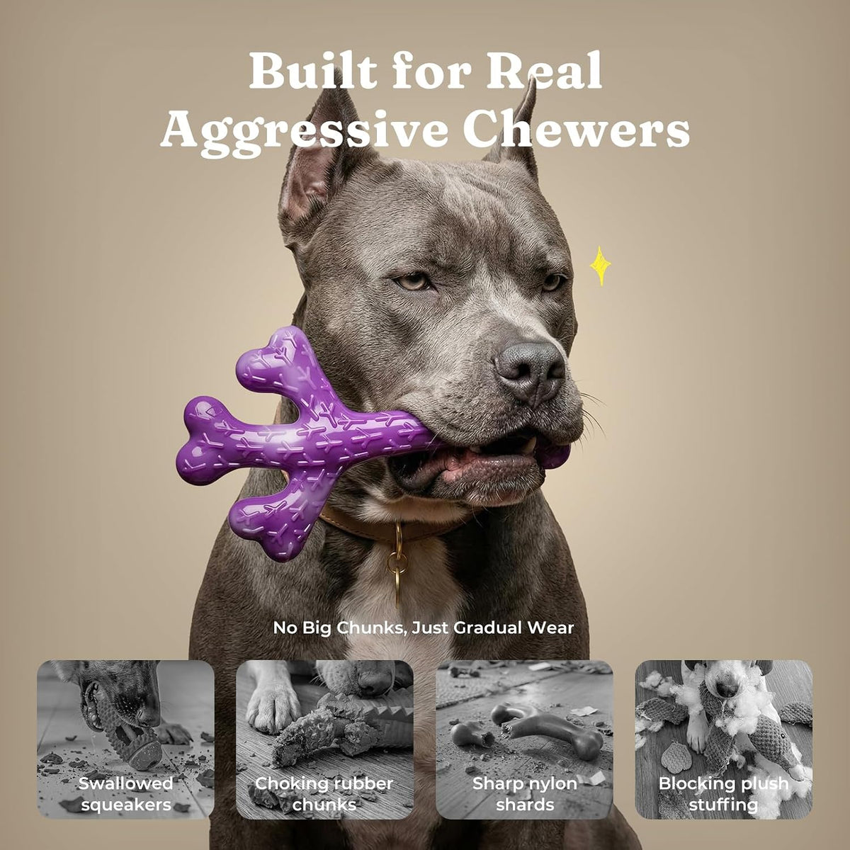 Tough Dog Toys for Aggressive Chewers 3 Pack, Indestructible Dog Toys for Large Dogs, Dog Chew Toys, Aggressive Chew Toys to Keep Them Busy, Dog Toy for 30-75lbs Medium/Large Breeds