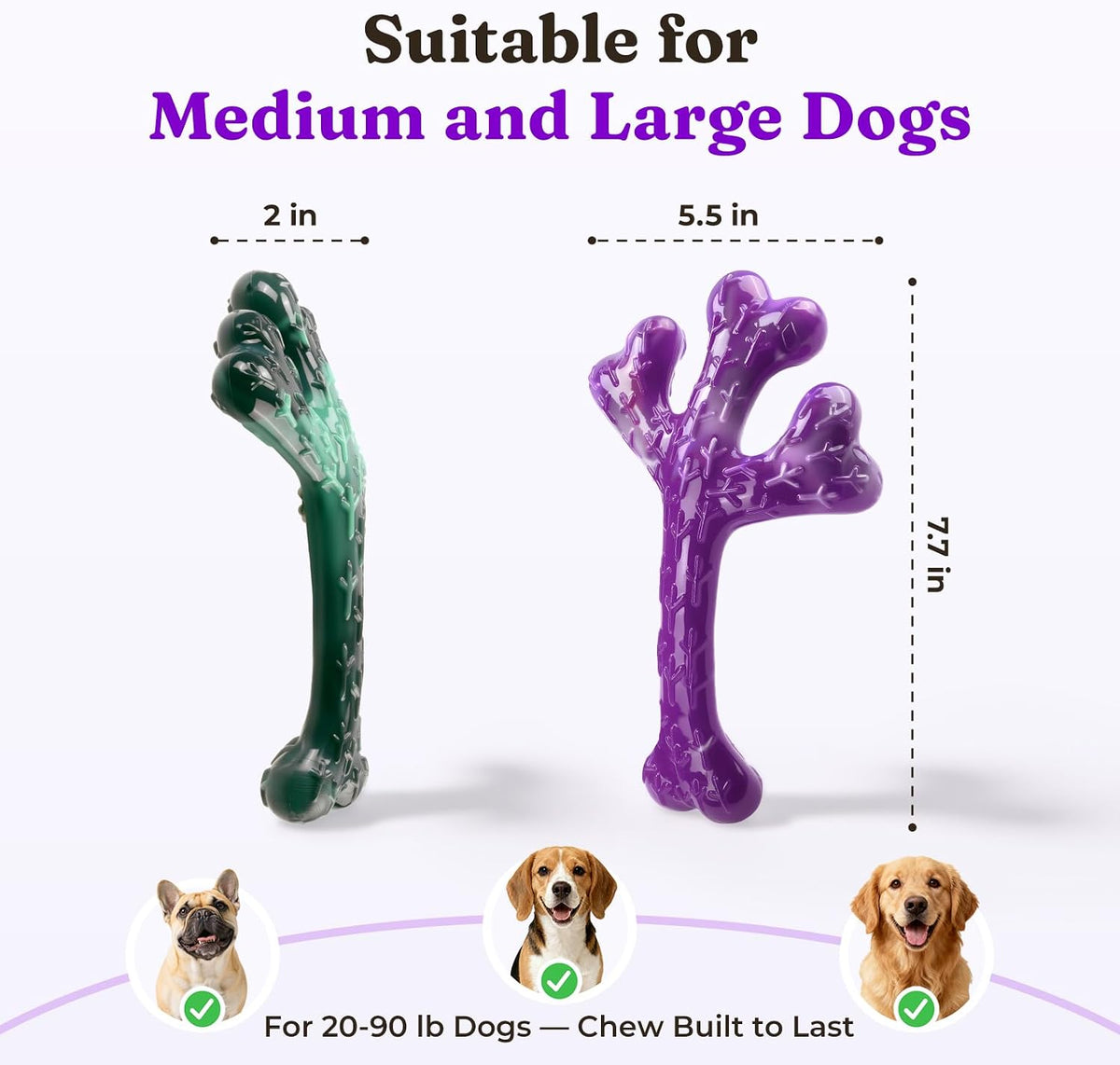 Tough Dog Toys for Aggressive Chewers 3 Pack, Indestructible Dog Toys for Large Dogs, Dog Chew Toys, Aggressive Chew Toys to Keep Them Busy, Dog Toy for 30-75lbs Medium/Large Breeds