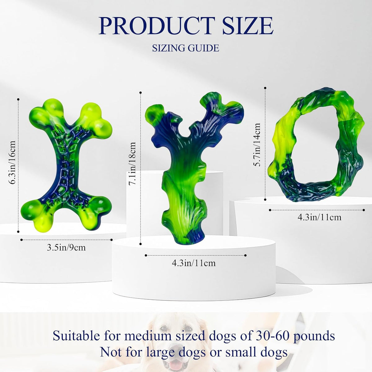 Tough Dog Toys for Aggressive Chewers 3 Pack, Indestructible Dog Toys for Large Dogs, Dog Chew Toys, Aggressive Chew Toys to Keep Them Busy, Dog Toy for 30-75lbs Medium/Large Breeds
