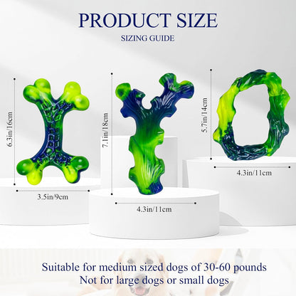 Tough Dog Toys for Aggressive Chewers 3 Pack, Indestructible Dog Toys for Large Dogs, Dog Chew Toys, Aggressive Chew Toys to Keep Them Busy, Dog Toy for 30-75lbs Medium/Large Breeds