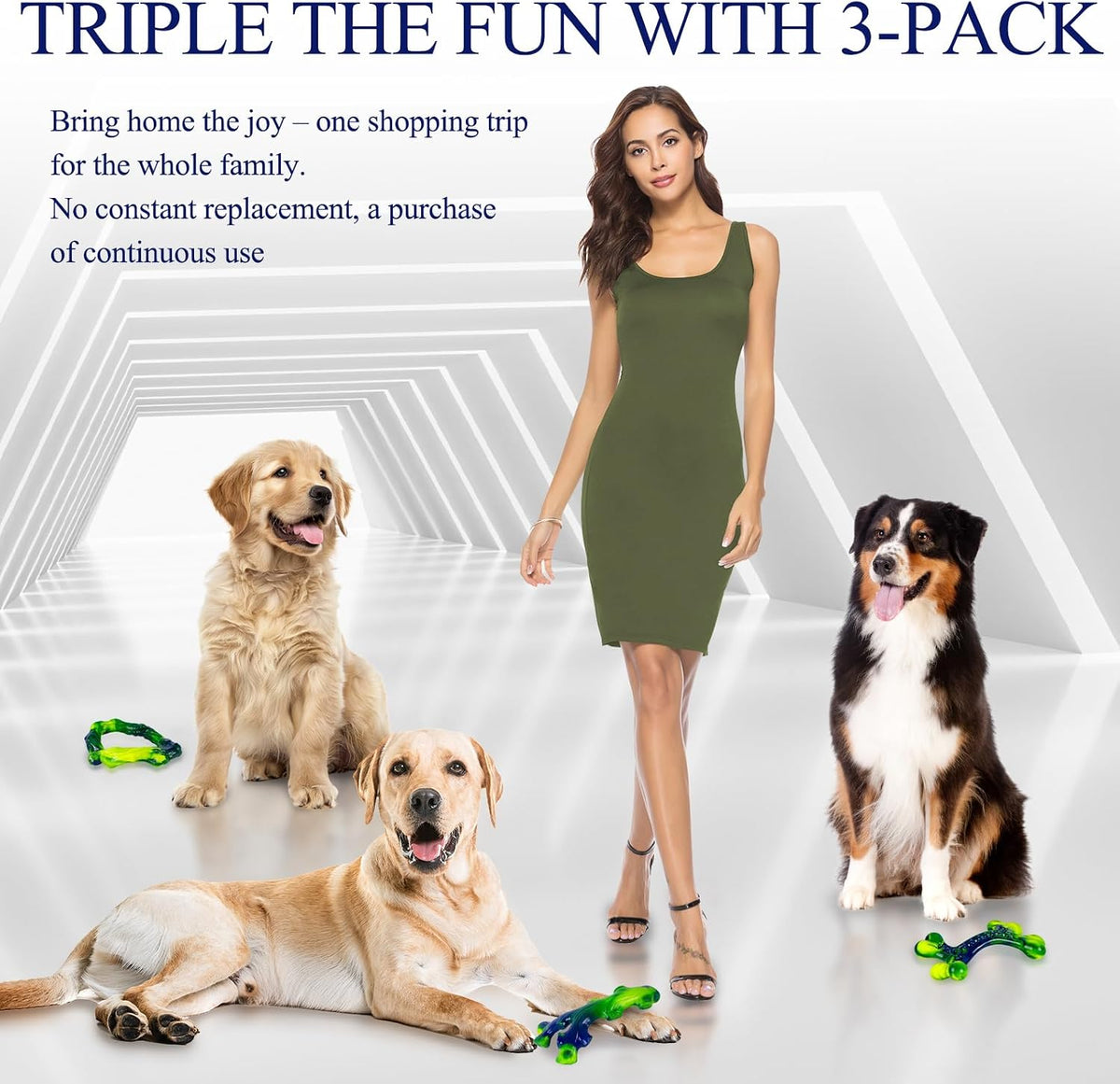 Tough Dog Toys for Aggressive Chewers 3 Pack, Indestructible Dog Toys for Large Dogs, Dog Chew Toys, Aggressive Chew Toys to Keep Them Busy, Dog Toy for 30-75lbs Medium/Large Breeds