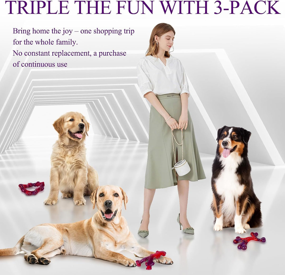 Tough Dog Toys for Aggressive Chewers 3 Pack, Indestructible Dog Toys for Large Dogs, Dog Chew Toys, Aggressive Chew Toys to Keep Them Busy, Dog Toy for 30-75lbs Medium/Large Breeds