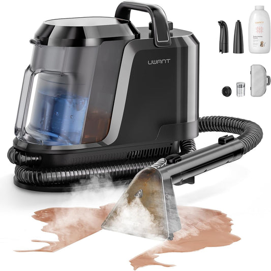 Carpet Cleaner Machine with Steam&Hot&Cold Water System 18Kpa Powerful Suction Upholstery Cleaner Machine with Textile Cleaner for Pets, Carpet Steam Cleaner with Specialty Tools for Cars