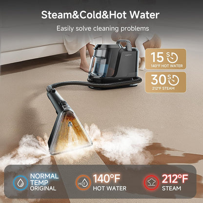 Carpet Cleaner Machine with Steam&Hot&Cold Water System 18Kpa Powerful Suction Upholstery Cleaner Machine with Textile Cleaner for Pets, Carpet Steam Cleaner with Specialty Tools for Cars