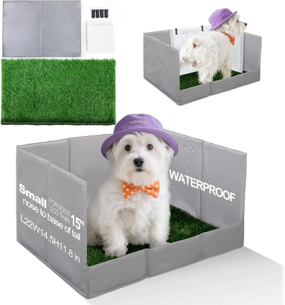 HQ4US Dog Grass Pad with Tray, Foldable Litter Box High Wall, Indoor Potty