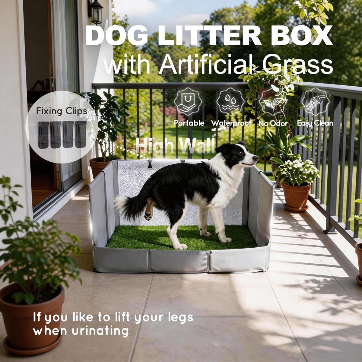 HQ4US Dog Grass Pad with Tray, Foldable Litter Box High Wall, Indoor Potty