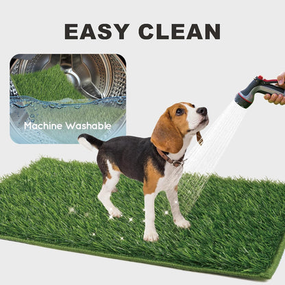 HQ4US Dog Grass Pad with Tray, Foldable Litter Box High Wall, Indoor Potty