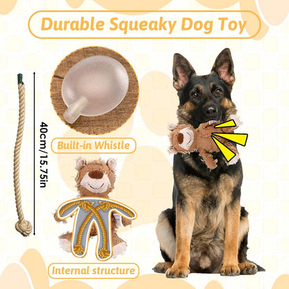 Dog Companion for Heavy Chewers- Indestructible Robust Bear Dog Toy, Resistant Squeaky Dog Toys for Heavy Chewers, Unbreakable Stuffed Plush Dog Toys for Aggressive Chewers (A-Navy)