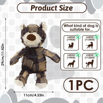 Dog Companion for Heavy Chewers- Indestructible Robust Bear Dog Toy, Resistant Squeaky Dog Toys for Heavy Chewers, Unbreakable Stuffed Plush Dog Toys for Aggressive Chewers (A-Navy)