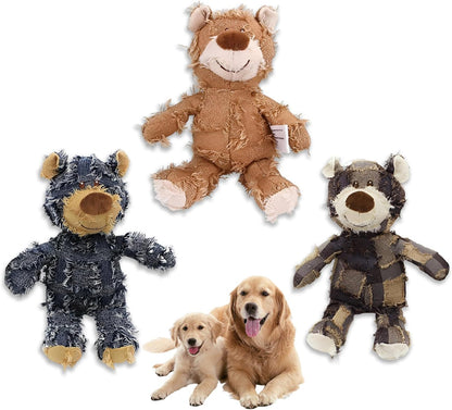 Dog Companion for Heavy Chewers- Indestructible Robust Bear Dog Toy, Resistant Squeaky Dog Toys for Heavy Chewers, Unbreakable Stuffed Plush Dog Toys for Aggressive Chewers (A-Navy)