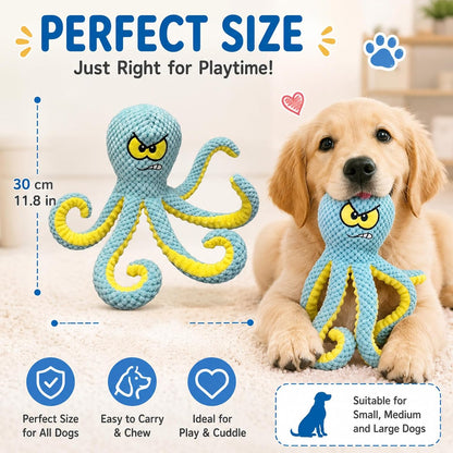 Dog Companion for Heavy Chewers- Indestructible Robust Bear Dog Toy, Resistant Squeaky Dog Toys for Heavy Chewers, Unbreakable Stuffed Plush Dog Toys for Aggressive Chewers (A-Navy)
