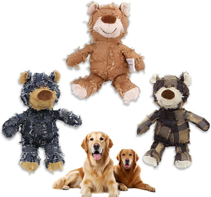 Dog Companion for Heavy Chewers- Indestructible Robust Bear Dog Toy, Resistant Squeaky Dog Toys for Heavy Chewers, Unbreakable Stuffed Plush Dog Toys for Aggressive Chewers (A-Navy)