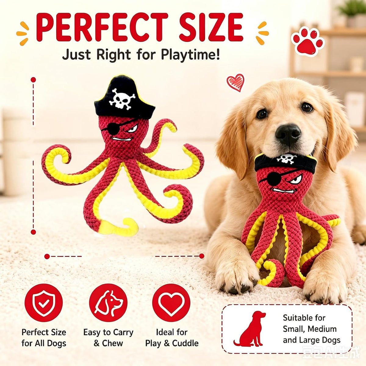Dog Companion for Heavy Chewers- Indestructible Robust Bear Dog Toy, Resistant Squeaky Dog Toys for Heavy Chewers, Unbreakable Stuffed Plush Dog Toys for Aggressive Chewers (A-Navy)