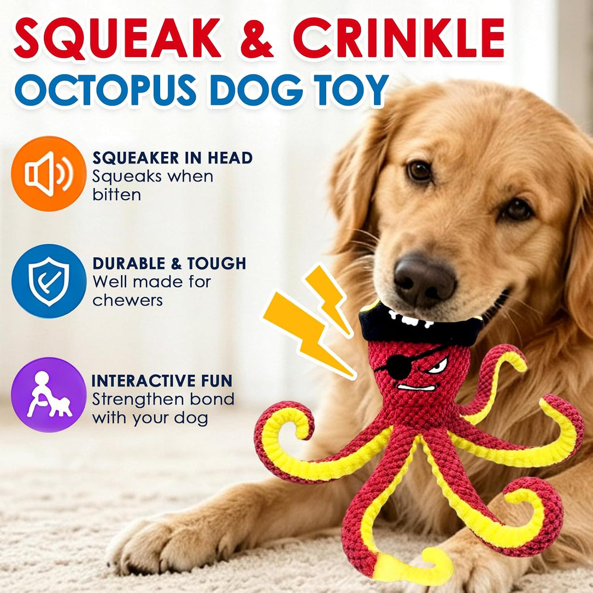 Dog Companion for Heavy Chewers- Indestructible Robust Bear Dog Toy, Resistant Squeaky Dog Toys for Heavy Chewers, Unbreakable Stuffed Plush Dog Toys for Aggressive Chewers (A-Navy)
