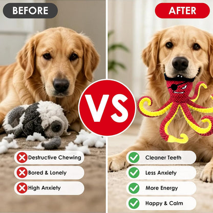 Dog Companion for Heavy Chewers- Indestructible Robust Bear Dog Toy, Resistant Squeaky Dog Toys for Heavy Chewers, Unbreakable Stuffed Plush Dog Toys for Aggressive Chewers (A-Navy)