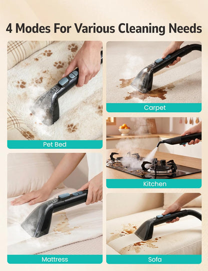Carpet Cleaner,Fast Heating Steamer,Carpet Cleaner Machine for Home,Hot/Cold Water & Steam Wash,Spot Cleaning,20Kpa Powerful Suction,300ML Cleaning Solution,for Upholstery,Sofa,Pet Stain,Car