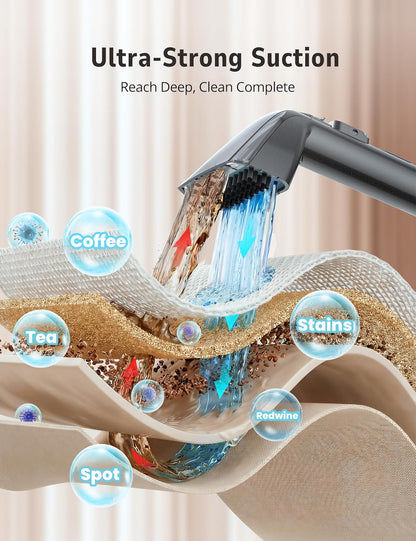 Carpet Cleaner,Fast Heating Steamer,Carpet Cleaner Machine for Home,Hot/Cold Water & Steam Wash,Spot Cleaning,20Kpa Powerful Suction,300ML Cleaning Solution,for Upholstery,Sofa,Pet Stain,Car