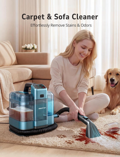 Carpet Cleaner,Fast Heating Steamer,Carpet Cleaner Machine for Home,Hot/Cold Water & Steam Wash,Spot Cleaning,20Kpa Powerful Suction,300ML Cleaning Solution,for Upholstery,Sofa,Pet Stain,Car