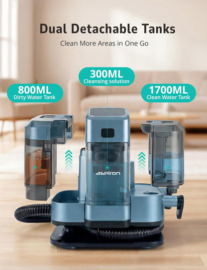 Carpet Cleaner,Fast Heating Steamer,Carpet Cleaner Machine for Home,Hot/Cold Water & Steam Wash,Spot Cleaning,20Kpa Powerful Suction,300ML Cleaning Solution,for Upholstery,Sofa,Pet Stain,Car