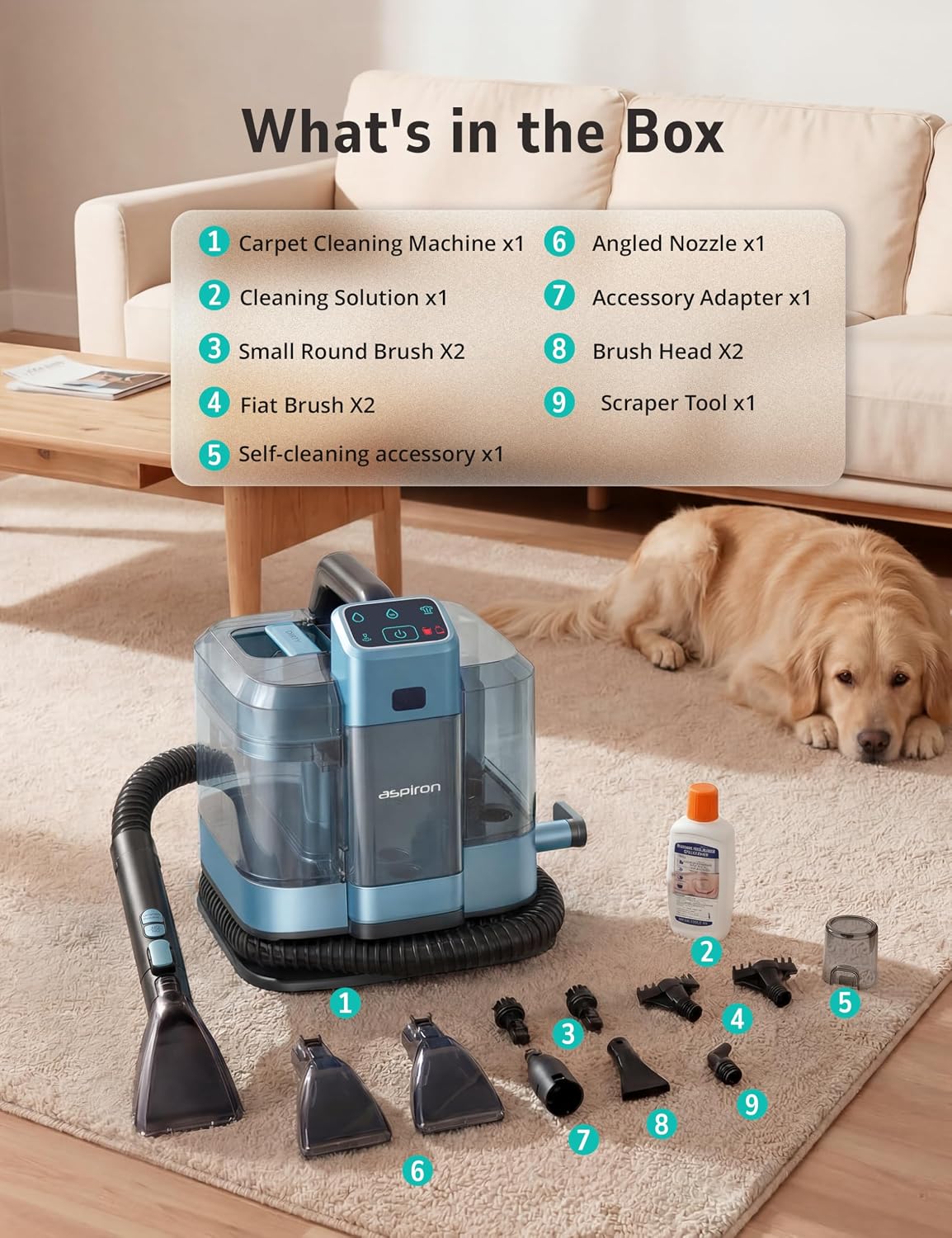 Carpet Cleaner,Fast Heating Steamer,Carpet Cleaner Machine for Home,Hot/Cold Water & Steam Wash,Spot Cleaning,20Kpa Powerful Suction,300ML Cleaning Solution,for Upholstery,Sofa,Pet Stain,Car
