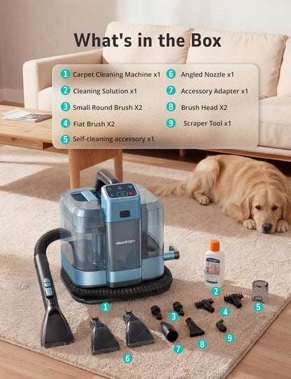 Carpet Cleaner,Fast Heating Steamer,Carpet Cleaner Machine for Home,Hot/Cold Water & Steam Wash,Spot Cleaning,20Kpa Powerful Suction,300ML Cleaning Solution,for Upholstery,Sofa,Pet Stain,Car