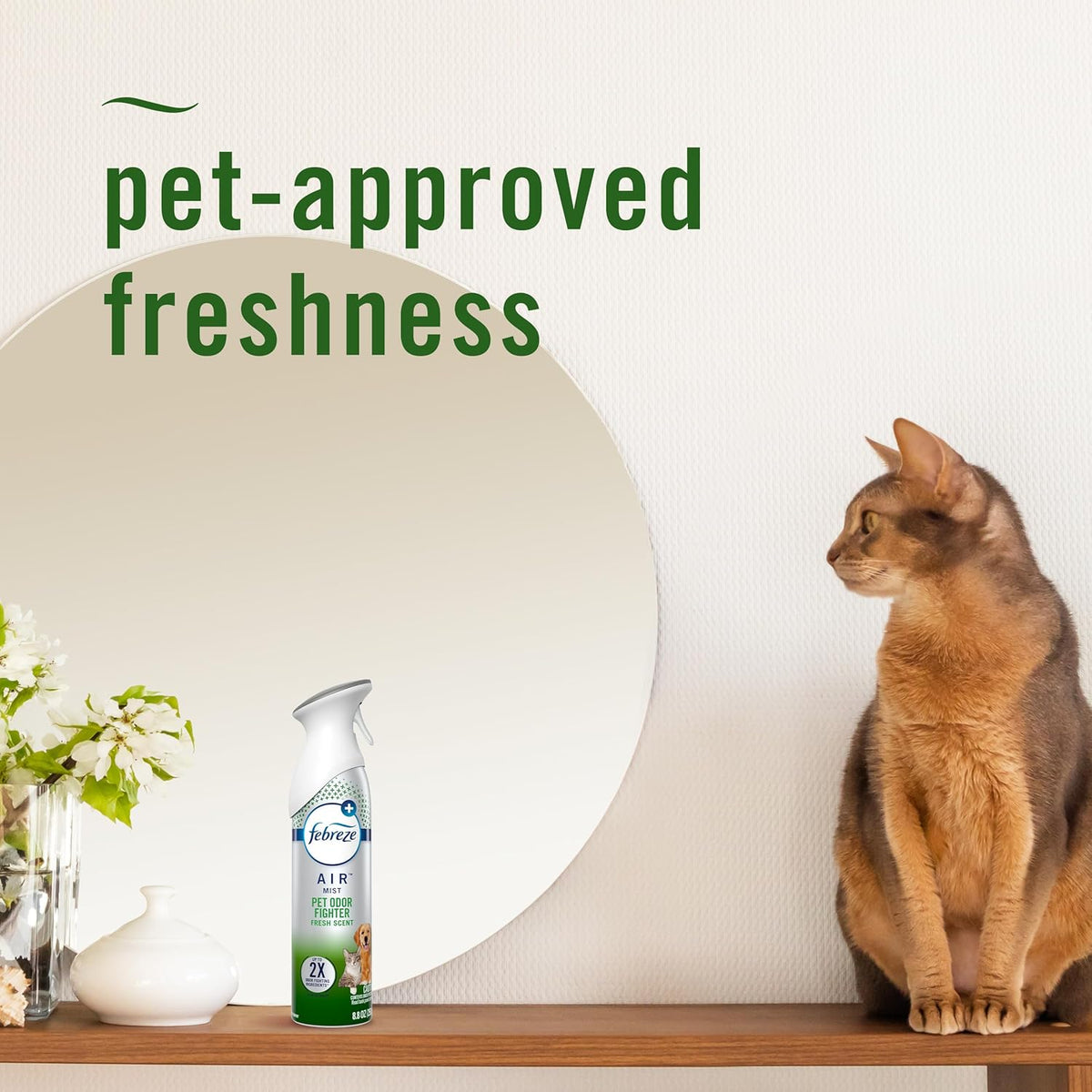 Air Mist Air Freshener Spray, Odor-Fighting Room Spray, Air Fresheners for Home and Bathroom and Kitchen, Aerosol Can, HD Pet Odor Fighter Scent, 8.8oz (Pack of 3)