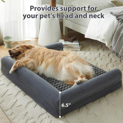 Orthopedic Washable Large Dog Bed for Senior Dog Comfy Sleep | Waterproof Big Soft Pet Couch Bed for Dogs Relax with Removable Cover Supportive Egg Crate Foam Grey 36x27 Inch