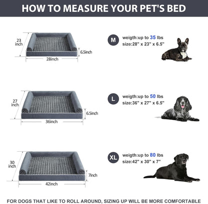 Orthopedic Washable Large Dog Bed for Senior Dog Comfy Sleep | Waterproof Big Soft Pet Couch Bed for Dogs Relax with Removable Cover Supportive Egg Crate Foam Grey 36x27 Inch