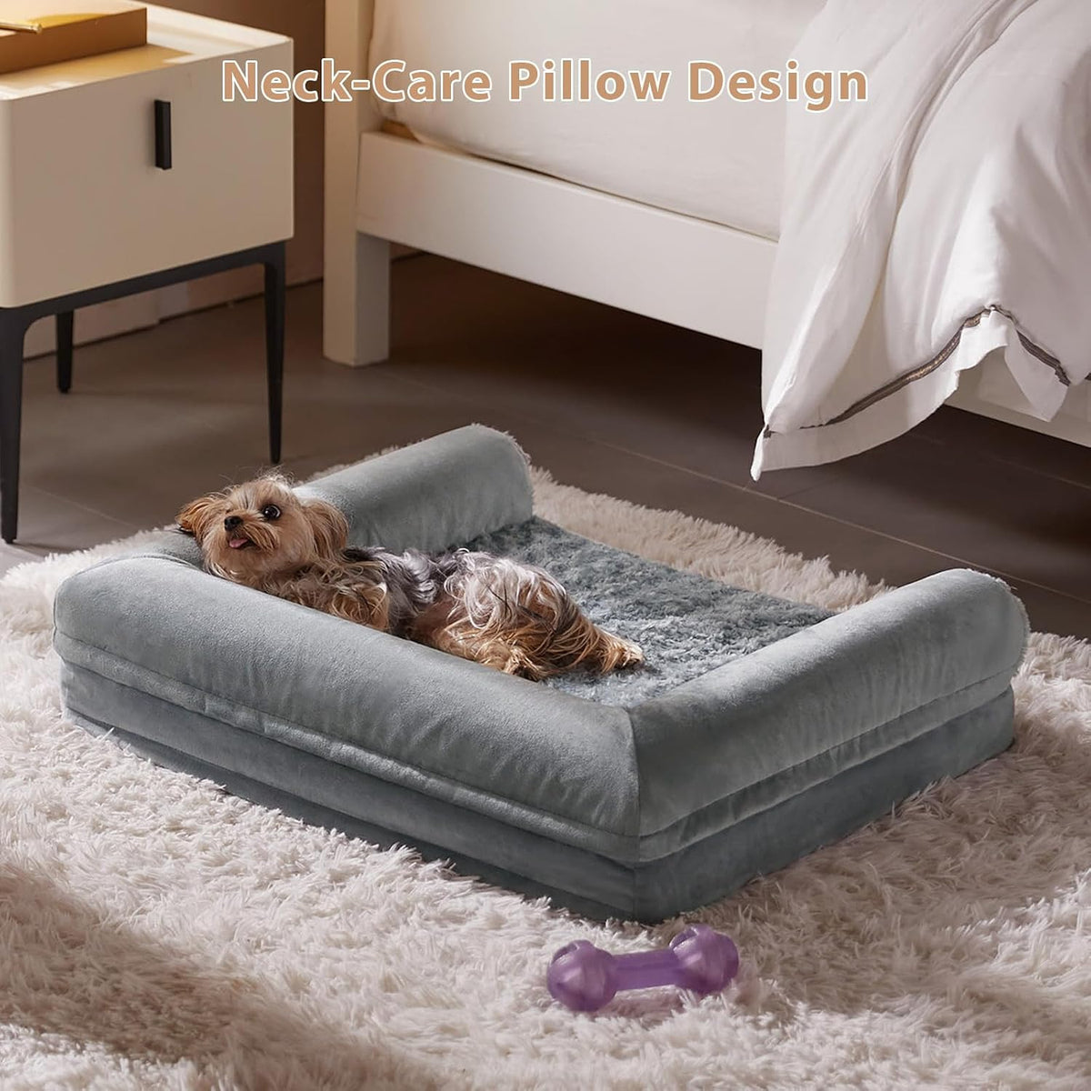 Orthopedic Washable Large Dog Bed for Senior Dog Comfy Sleep | Waterproof Big Soft Pet Couch Bed for Dogs Relax with Removable Cover Supportive Egg Crate Foam Grey 36x27 Inch