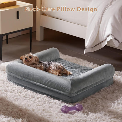 Orthopedic Washable Large Dog Bed for Senior Dog Comfy Sleep | Waterproof Big Soft Pet Couch Bed for Dogs Relax with Removable Cover Supportive Egg Crate Foam Grey 36x27 Inch