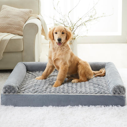 Orthopedic Washable Large Dog Bed for Senior Dog Comfy Sleep | Waterproof Big Soft Pet Couch Bed for Dogs Relax with Removable Cover Supportive Egg Crate Foam Grey 36x27 Inch