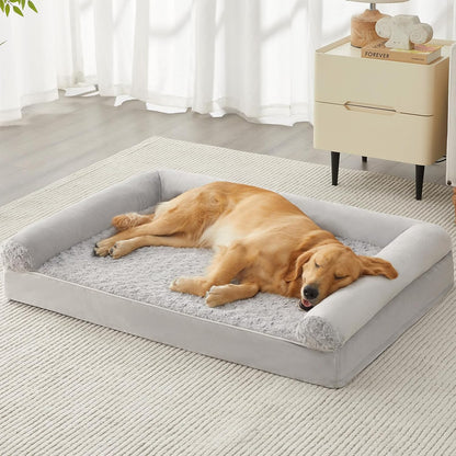 Orthopedic Washable Large Dog Bed for Senior Dog Comfy Sleep | Waterproof Big Soft Pet Couch Bed for Dogs Relax with Removable Cover Supportive Egg Crate Foam Grey 36x27 Inch