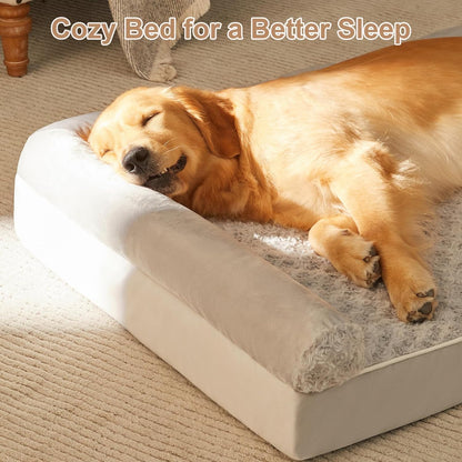 Orthopedic Washable Large Dog Bed for Senior Dog Comfy Sleep | Waterproof Big Soft Pet Couch Bed for Dogs Relax with Removable Cover Supportive Egg Crate Foam Grey 36x27 Inch