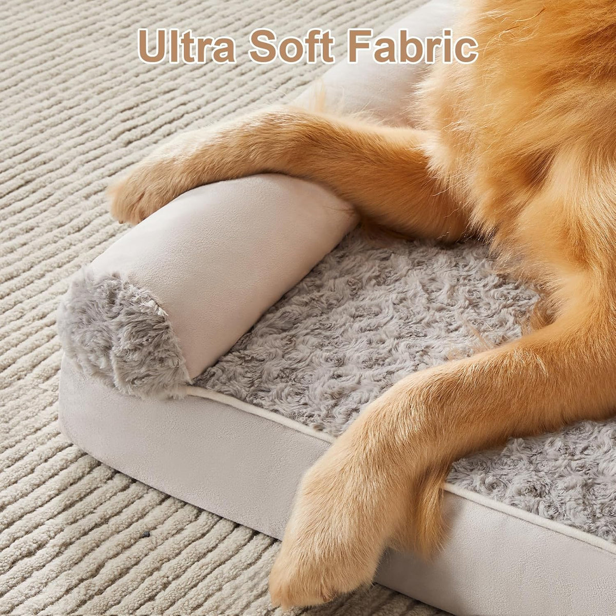 Orthopedic Washable Large Dog Bed for Senior Dog Comfy Sleep | Waterproof Big Soft Pet Couch Bed for Dogs Relax with Removable Cover Supportive Egg Crate Foam Grey 36x27 Inch
