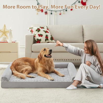 Orthopedic Washable Large Dog Bed for Senior Dog Comfy Sleep | Waterproof Big Soft Pet Couch Bed for Dogs Relax with Removable Cover Supportive Egg Crate Foam Grey 36x27 Inch