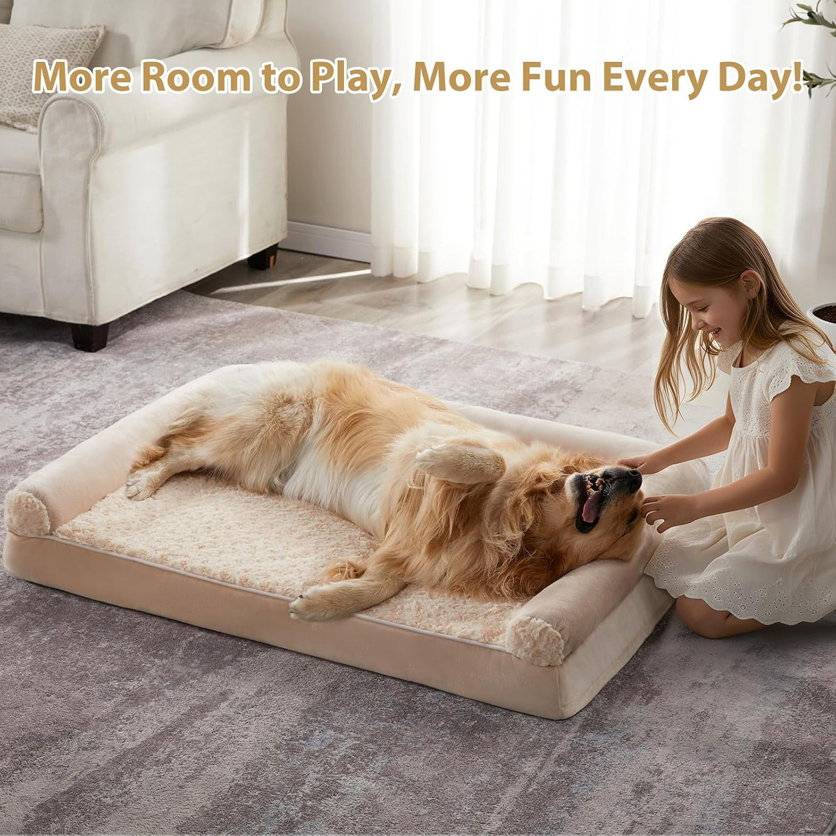 Orthopedic Washable Large Dog Bed for Senior Dog Comfy Sleep | Waterproof Big Soft Pet Couch Bed for Dogs Relax with Removable Cover Supportive Egg Crate Foam Grey 36x27 Inch