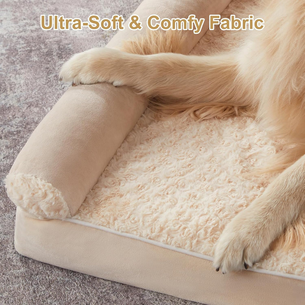 Orthopedic Washable Large Dog Bed for Senior Dog Comfy Sleep | Waterproof Big Soft Pet Couch Bed for Dogs Relax with Removable Cover Supportive Egg Crate Foam Grey 36x27 Inch