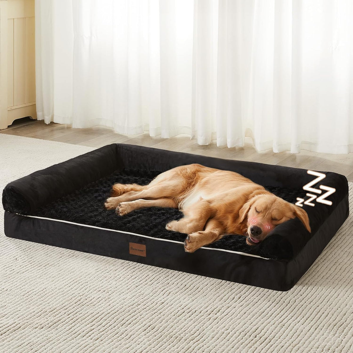 Orthopedic Washable Large Dog Bed for Senior Dog Comfy Sleep | Waterproof Big Soft Pet Couch Bed for Dogs Relax with Removable Cover Supportive Egg Crate Foam Grey 36x27 Inch